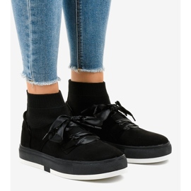 Czarne trampki wysokie wstążka CH-95 1