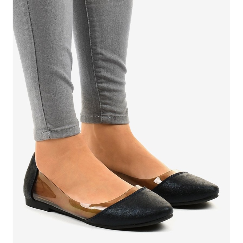 Czarne balerinki transparentne B01-1A 1