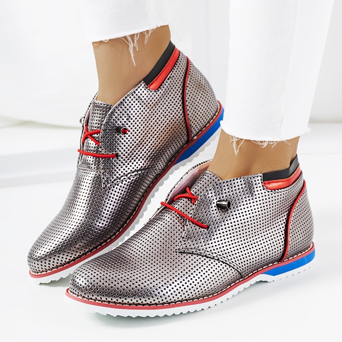 BM Srebrne jazzówki półbuty klasyczne JFL654-2 srebrny 1