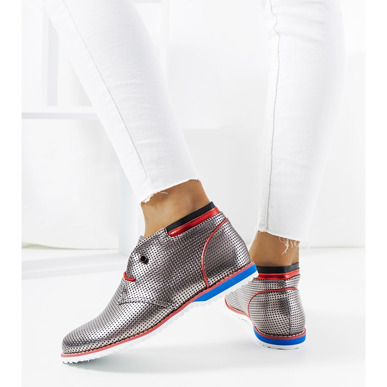 BM Srebrne jazzówki półbuty klasyczne JFL654-2 srebrny 2