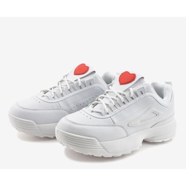 Białe modne obuwie sportowe z sercem F29-5 2
