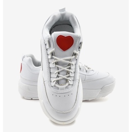 Białe modne obuwie sportowe z sercem F29-5 3