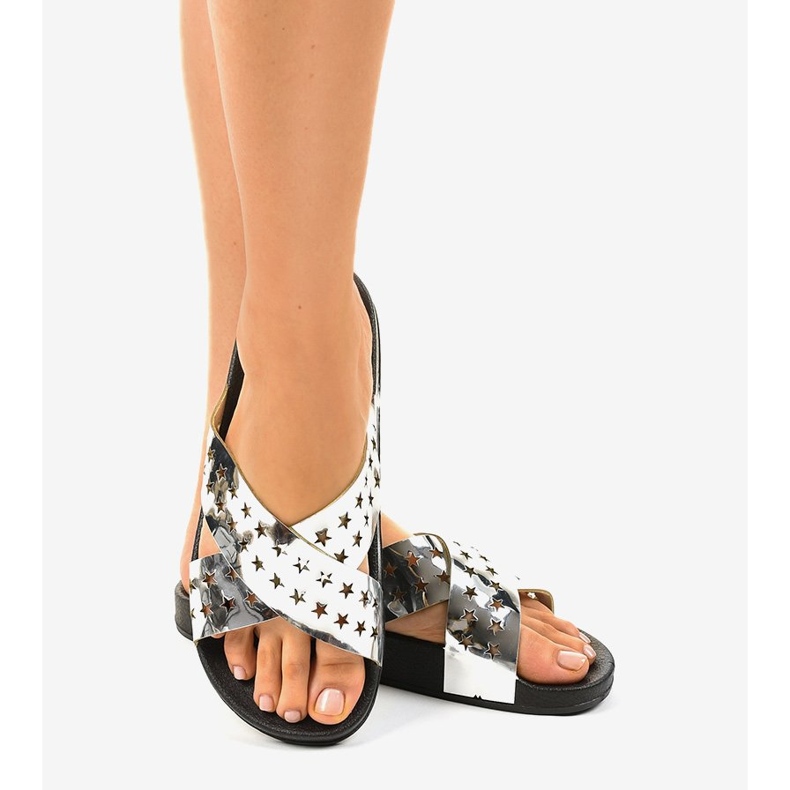 Srebrne klapki z gwiazdkami D7627-3 wielokolorowe 1