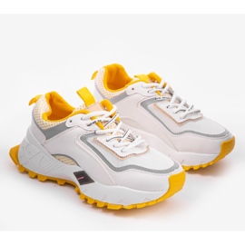 Białe sneakersy sportowe z żółtymi wstawkami RAL-69 żółte 2