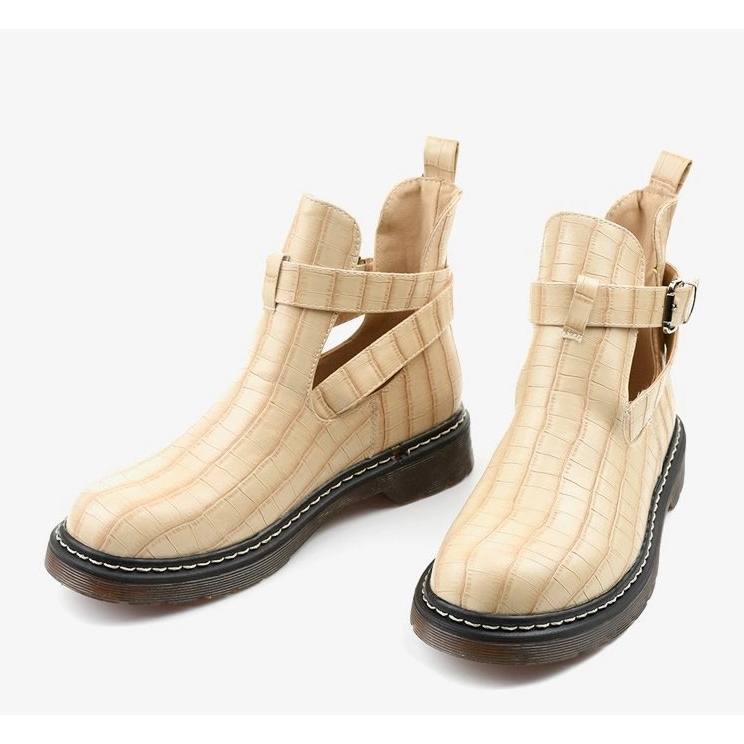 Beżowe botki z klamrą Nillda beżowy 1