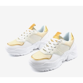 Białe sneakersy sportowe z złotymi wstawkami AB679 1