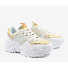 Białe sneakersy sportowe z złotymi wstawkami AB679 2