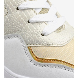 Białe sneakersy sportowe z złotymi wstawkami AB679 4