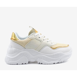 Białe sneakersy sportowe z złotymi wstawkami AB679 5