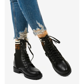 Czarne botki ze skarpetą Ferniehill beżowy 1