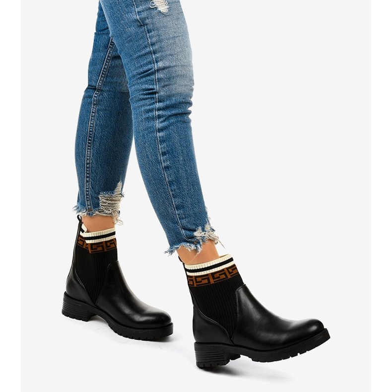 Czarne botki ze skarpetą Mangtoris 1