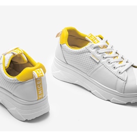 Biało żółte sneakersy sportowe BO-529 białe 2