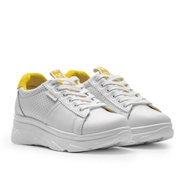 Biało żółte sneakersy sportowe BO-529 białe 3
