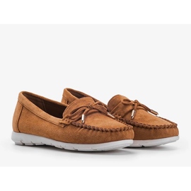 Brązowe mokasyny z eko-zamszu z kokardką Mckayla 1