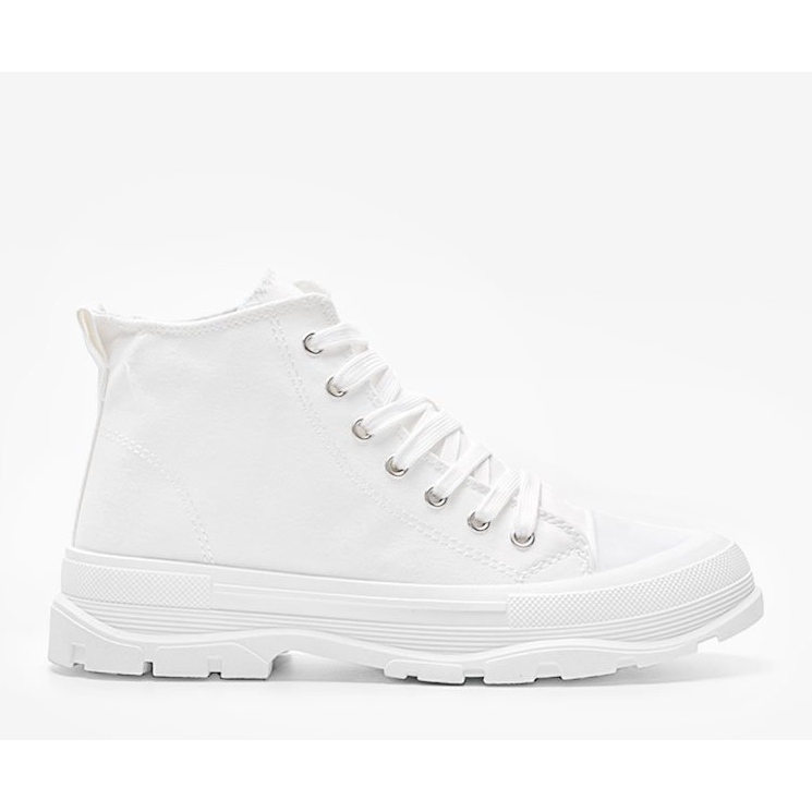 Białe wysokie trampki na grubej podeszwie Evelin 1