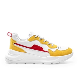 Białe sneakersy sportowe z żółtymi dodatkami Alexia 3