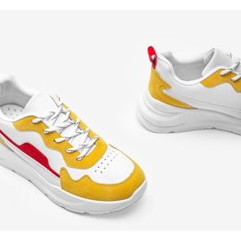 Białe sneakersy sportowe z żółtymi dodatkami Alexia 4