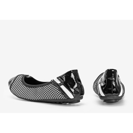 Czarne lakierowane baleriny Debbie białe 1