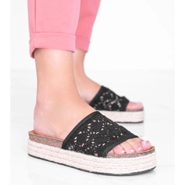 Czarne klapki koronkowe Glam Shape 1