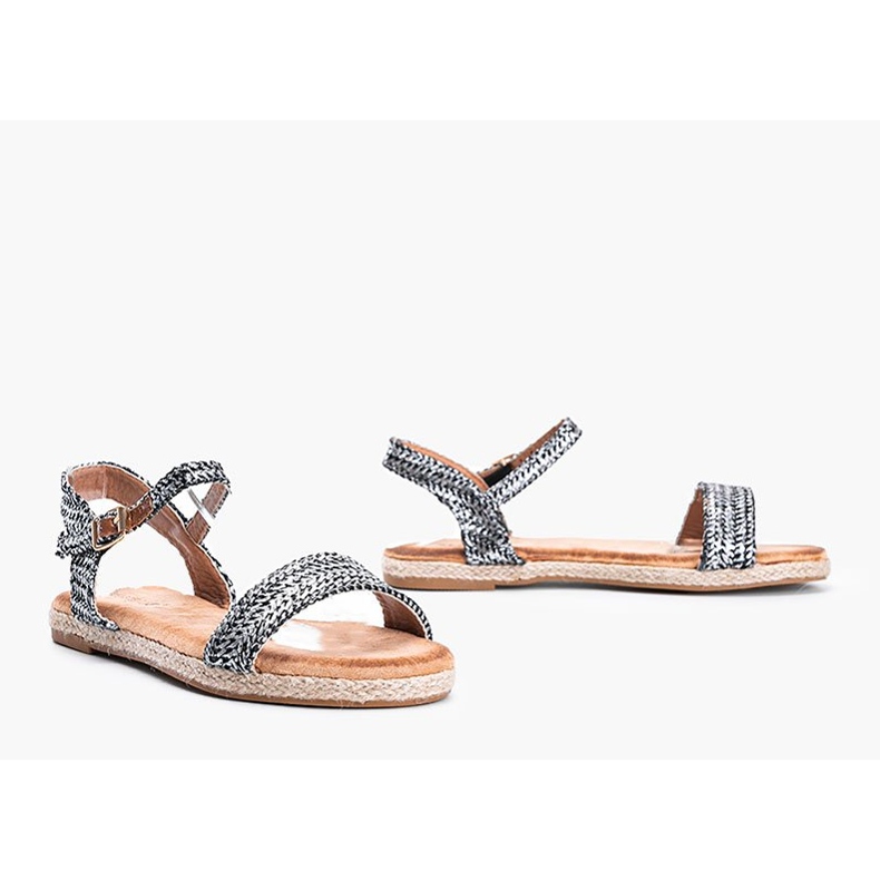 Czarno srebrne sandały damskie Baleria czarne srebrny 1