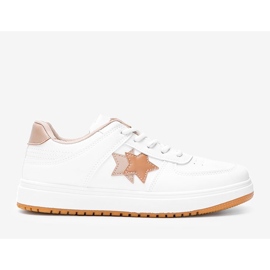BM Biało brązowe sneakersy z gwiazdkami Polja białe 1