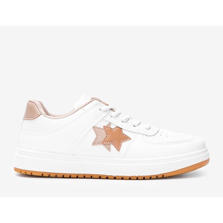 BM Biało brązowe sneakersy z gwiazdkami Polja białe 1