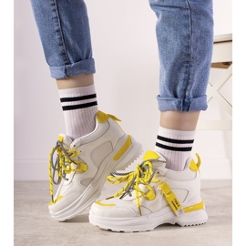 Biało żółte sneakersy z podwójnym wiązaniem One Chance białe 1