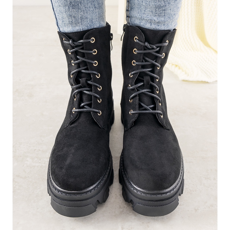 Czarne botki na wysokiej podeszwie Rudes 1