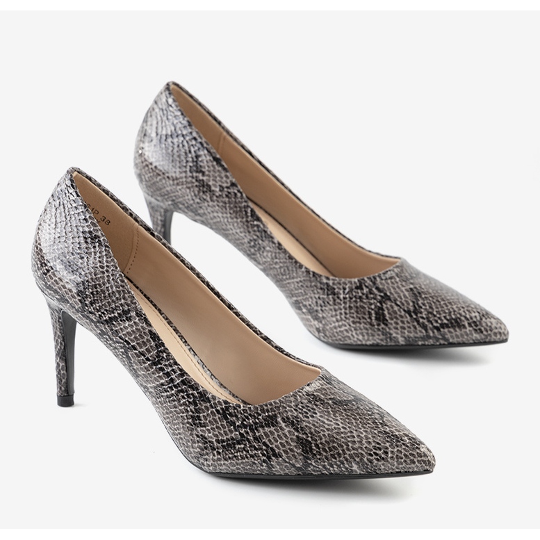 BM Czarne czółenka w motywie skóry węża Nickle 1