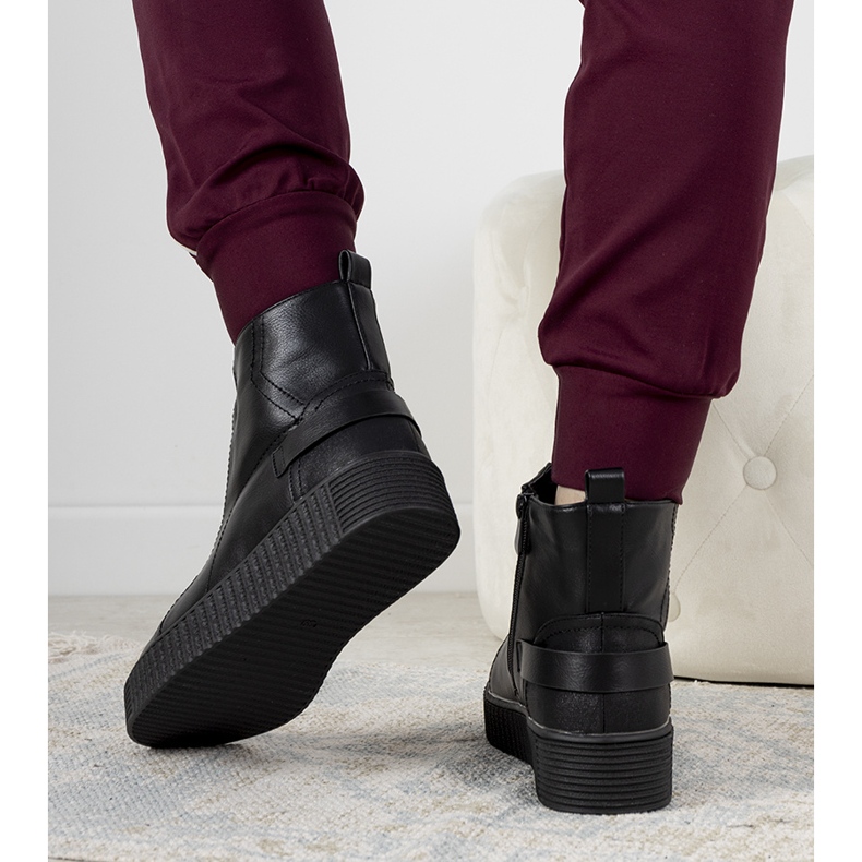 Czarne botki na platformie Nazario 1