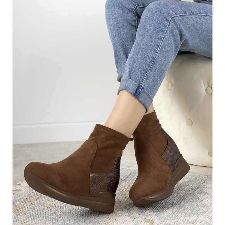 Brązowe sneakersy z wstawką skóry węża Garibay 1