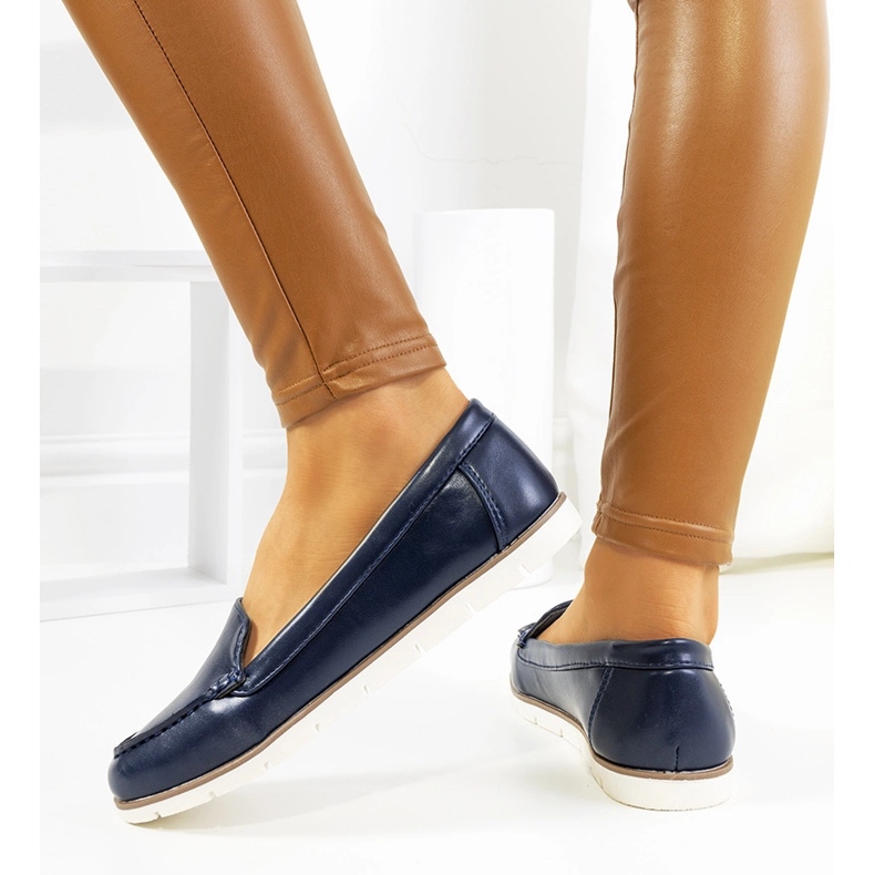 Granatowe mokasyny damskie Montez niebieskie 1