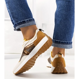 Brązowe sneakersy damskie Isham beżowy 1
