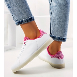 Biało różowe sneakersy z ledami Alfaro białe 3