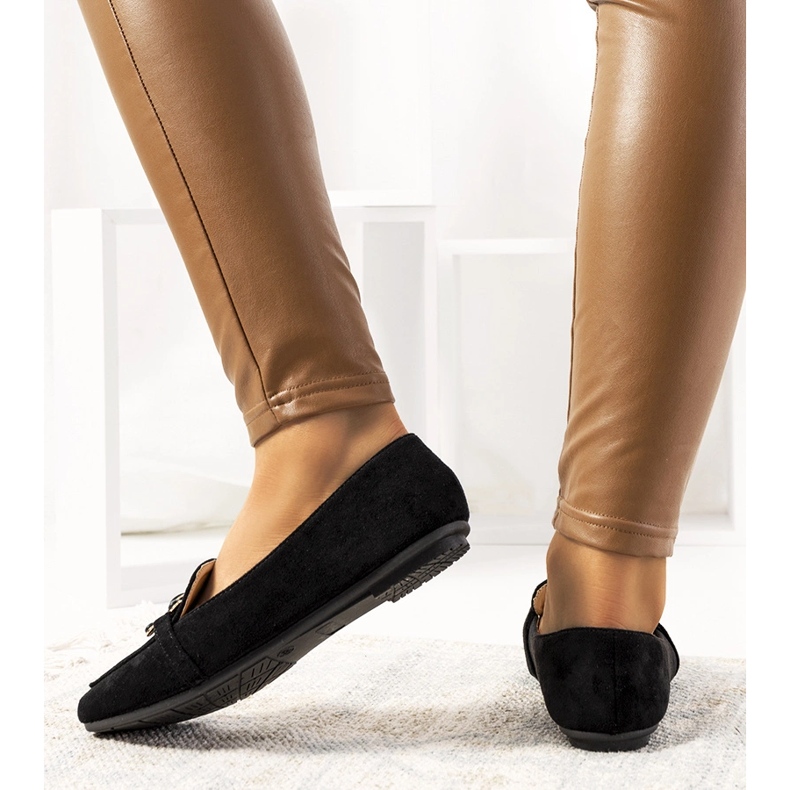 Czarne mokasyny z kwadratowym noskiem Hattie 1