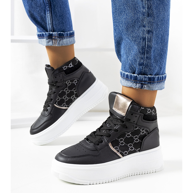 Czarne sneakersy na platformie Dennis 1