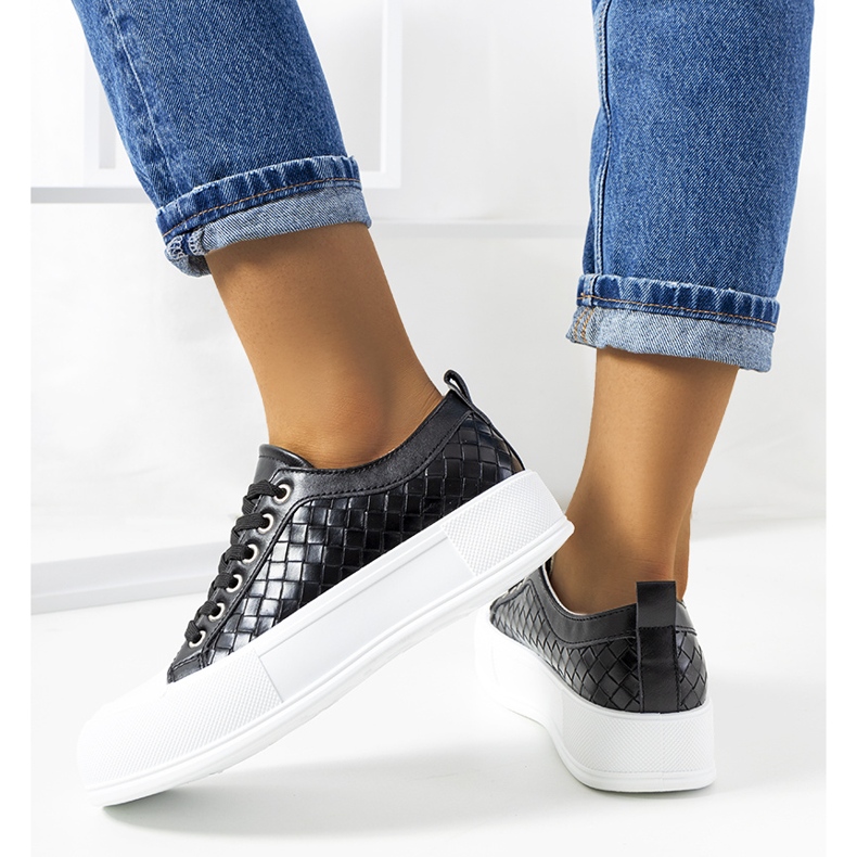 Czarne trampki na grubej podeszwie Luther 1