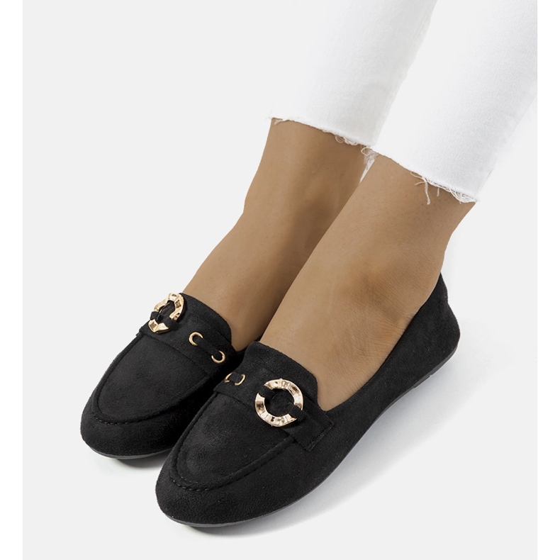 Czarne mokasyny damskie Leila 1
