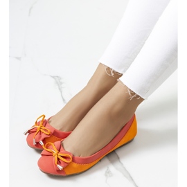 Pomarańczowe baleriny z kokardką Eske czerwone 1