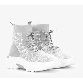 Szare sneakersy damskie Erma białe 1