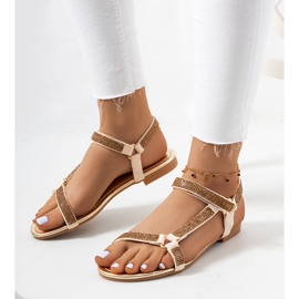 Złote sandały zdobione cyrkoniami Fihelly złoty 1