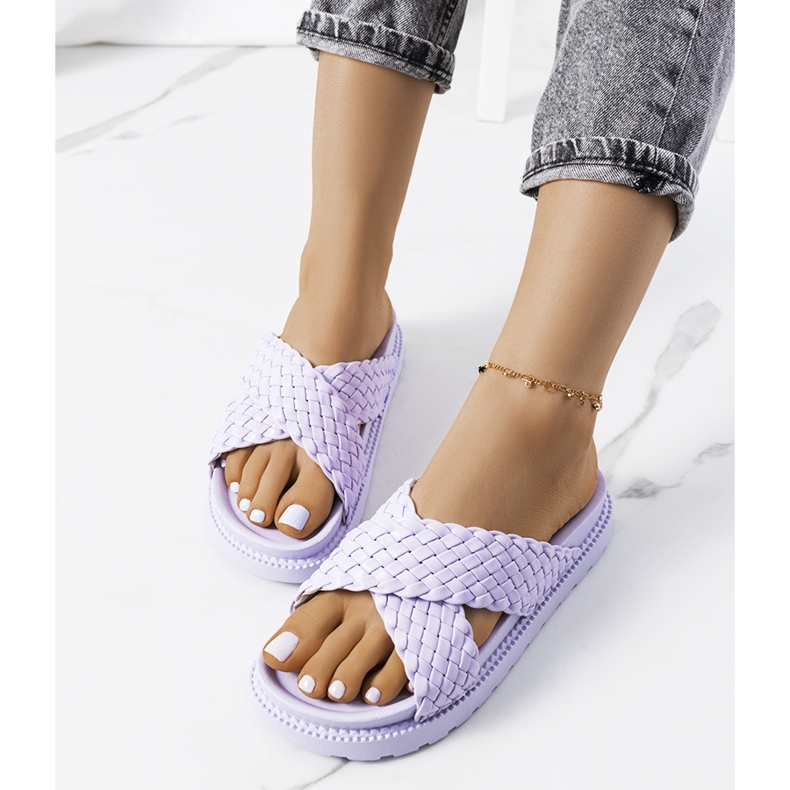 Fioletowe klapki na platformie Bierings 1