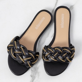 BM Czarne eleganckie klapki Correra 1