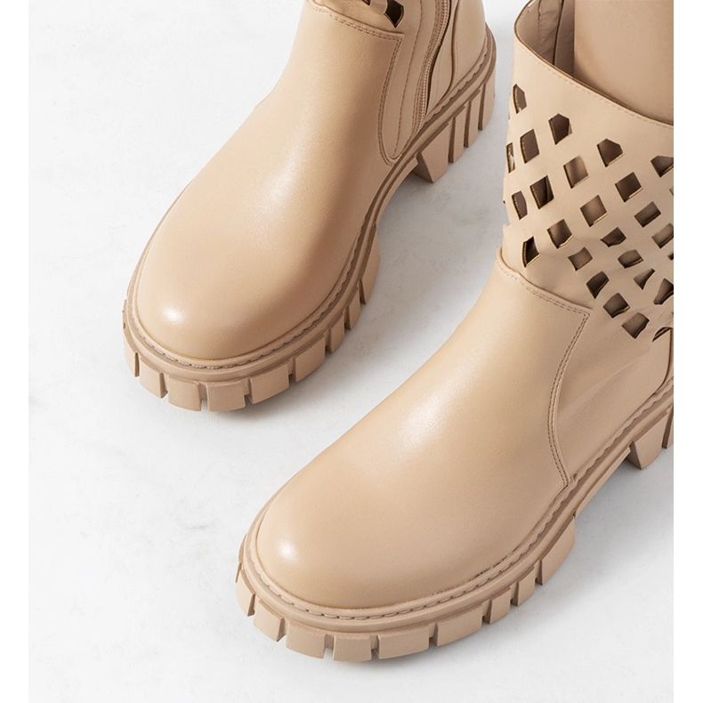 Beżowe botki Dinah beżowy 1