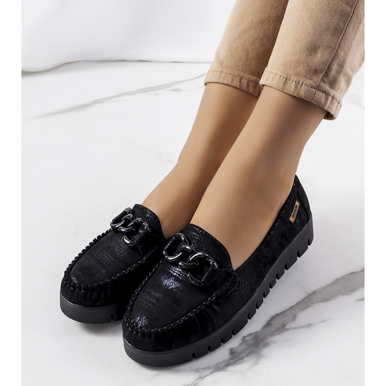 Czarne mokasyny na platformie Indira 1