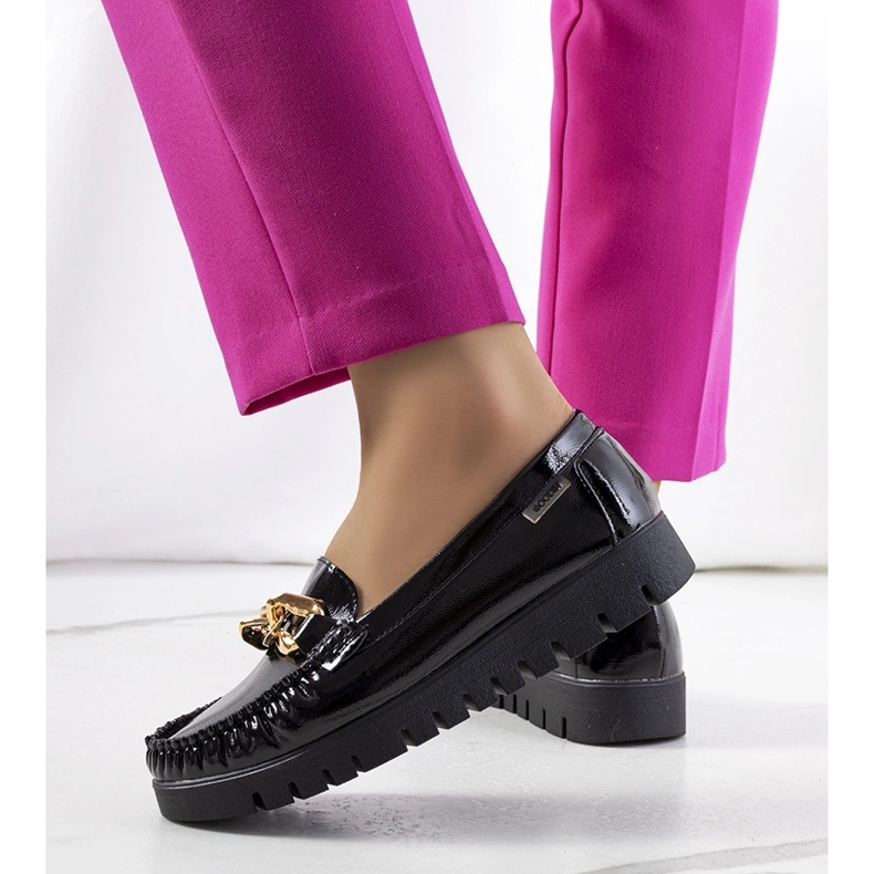 Czarne mokasyny na platformie Travessa 1