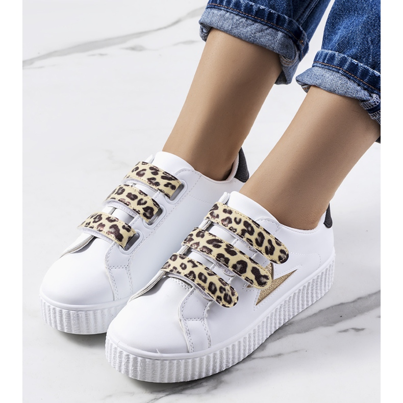 Białe sneakersy Pitmerden złoty 1