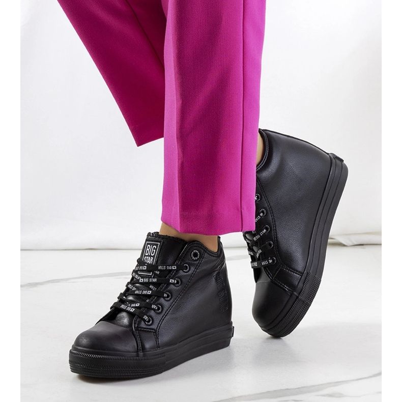 Czarne trampki na koturnie Big Star EE274127 1