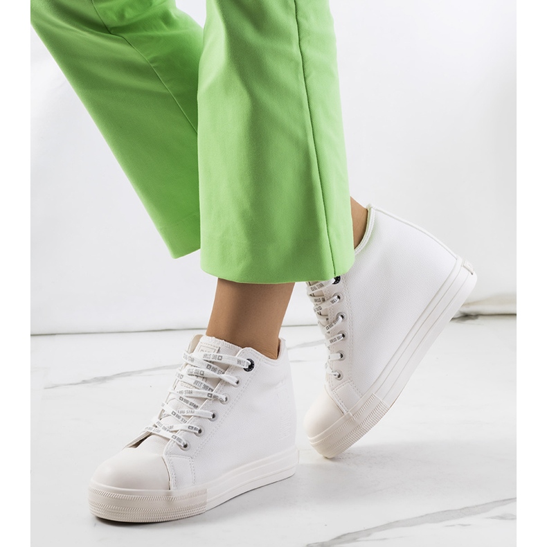 Białe trampki na koturnie Big Star EE274128 1