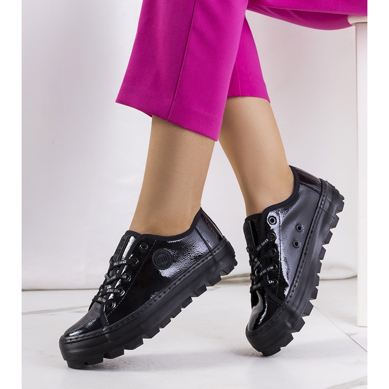 Czarne lakierowane trampki Big Star KK274044 1